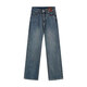 Markyinxiang verdickte warme Jeans für Frauen im Herbst und im Winter Lose Design Ledermarke High Taille gerade und Samt-Weithose mit weit langen Retro-Blau plus Samt HN684-2 plus Samt XL XL