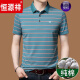 
Hengyuanxiang high-end short-sleeved T-shirt for men in summer middle-aged dad outfit, large size business casual pure cotton striped lapel Paul shirt men HFX691 blue XL 175[140-160Jin[Jin equals 0.5 kg]]