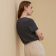 
Golden Santa Golden Santa Base Shirt for women with silk striped round neck can be worn on the outside for short-sleeved casual shirt 3YZFBB701 Navy bottom rice noodles 4554 M