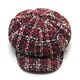 Sombrero de limón para mujeres, sombrero octogonal a cuadros Sombrero de calabaza de seda brillante, sombrero de pintor de algodón de algodón de estilo británico estilo negro octogonal negro L (58-60 cm)