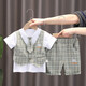 G.DUCKKIDS children's clothing boys' suit summer thin fake three-piece children's summer clothing pure cotton baby clothes small and medium-sized children's short-sleeved T-shirt 9202IM vest short-sleeved gray 100 Recommended 90-100cm3-4 years old
