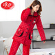 Langsha Pyjamas für Frauen im Winter verdickte Korallenmerze dreischichtige Baumwolle warme Frühlings- und Herbst-Flanell-Frauen-Kleidungsstückset H5 L6621 Red Super Dick Style 2xL 130-150jin [Jin gleich 0,5 kg]