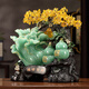 The source of gifts, treasure jade cabbage ornaments, golden toad crafts, store housewarming and opening gifts, home living room wine cabinet decorations, 14-inch blue ice, blessing and wealth, long 31 width, 11 height 35CM