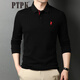 PTPK trendy brand embroidered Paul cotton long-sleeved polo shirt for men spring and autumn new business casual men's lapel t-shirt navy blue L 50 recommended 130-150Jin Jin equals 0.5 kg