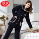 Langsha Pyjamas für Frauen im Winter verdickte Korallenmerze dreischichtige Baumwolle warme Frühlings- und Herbst-Flanell-Frauen-Kleidungsstückset H5 L6621 Red Super Dick Style 2xL 130-150jin [Jin gleich 0,5 kg]