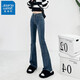
Jeanswest jeans women's trendy and fashionable retro high waist stretch slim fit slim floor versatile long trousers for women 6636 retro blue trousers S