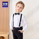 
Romon children's dress June 1st performance suit boy graduation host long sleeve trousers strap suit black 170