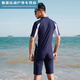 Jingpufei new swimsuit men's diving suit one-piece pullover swimsuit short-sleeved five-quarter pants snorkeling suit swimming pool instruction black M (80-110Jin Jin is equal to 0.5 kg)