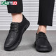 Crocodile Katile Crocodile Zapatos de cuero casual para hombres cómodos con suela suave de mediana edad y anciana zapatos de papá de moda para hombres 1428 negro 44
