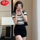 Langsha black tight shorts for women to wear as outerwear, elastic high-waisted sexy hot pants, slim butt-covering hot pants, ultra-short three-quarter pants, black M, recommended 111-120 Jin Jin is equal to 0.5 kg