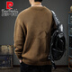 Pierre Cardin 2025 Autumn Sweater Men's American Retro Henley Collar Versatile Heavyweight Casual Sweater Autumn and Winter Jacket Black S Suitable Weight 95-105Jin Jin is equal to 0.5 kg