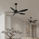 
Weather vane modern industrial style lightless 56-inch ceiling fan restaurant ceiling simple electric fan living room commercial study fan frequency conversion 46-681A white 5 leaves - white leaves remote control without light