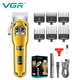 VGR693 Hair Salon Professionelle elektrische Fader-Fader-Digitalanzeige Elektrische Haarschneider IPX7 Ganzkörperwaschung Elektrische Presse V-693 Silber