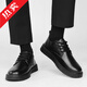 Amaodun leather shoes men's black autumn and winter business formal casual small leather shoes for work men's shoes young people British style breathable black [advanced style] single layer 42