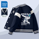 JeansWest Boys Baseball Jacket 2024 Spring and Autumn New Medium and Large Children Thin Jackets Little Boys Casual Fashion Sportswear Navy/J Hello Space K+J Earth Astronaut 150