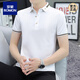 Romon Revers kurzärmeligte T-Shirt Trendy Herren Sommer Solid Color T-Shirt hübsches Polo-Hemd hochwertige Leitmänner Qy702 Gelb m hübsch neuer Stil