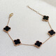 
18K gold four-leaf clover bracelet colorful gold rose gold gold bracelet lucky grass bracelet au750 women's style gift for girlfriend 18K gold rose gold red agate small five-flower bracelet