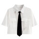 
Yimuqi Korean retro college style girls suit 2023 summer sweet and cool suit female students Korean style loose college style lining black shirt + work skirt 1389# XS suggested 80Jin [Jin equals 0.5 kg] below