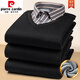 皮尔卡丹（pierre cardin）秋冬新款保暖假两件针织衬衫男长袖加绒加厚套头休闲时尚男款衬衣 6628 XXXXL