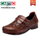 Cartelo Summer Cuero zapatos Madre de cuero genuino Mujeres suaves para mujeres Huecares transpirables Sandalias de malla de malla de mediana edad y anciana