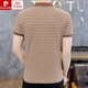 Pierre Cardin 2024 Sommer neuer Männer Revers kurzärmeliges Polo-Hemd Trendy Striped Sticked T-Shirt Top Men Grey Y6626 Kurzer XL