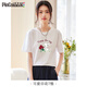 品彩（PinCai）短袖t恤女夏兔子玫瑰印花上衣圆领时尚休闲打底衫 P143T1517