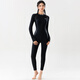 Swimming suit for women, one-piece long-sleeved trousers, sun protection, quick-drying, conservative hot spring jellyfish suit, snorkeling and surfing wetsuit for women, black and gray free swimming cap, earplugs and nose clip M M80-100Jin Jin is equal to 0.5 kg