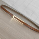 Melece [Selected] New thin genuine leather belt for women, simple and versatile elegant cowhide belt with dress for women 11155-yellow 105cm