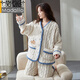 
Modal coral velvet pajamas for women in winter new small fragrance style flannel thickened warm velvet sweet and cute home clothes JX6174 M
