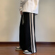 Dingfengbaoluo casual pants men's American retro spring and summer versatile loose sports straight wide-leg long pants 9728 black 2XL