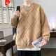 皮尔卡丹（pierre cardin）假两件春秋季新款男生初高中学生加厚毛衣大童青少年打底针织衫潮 9227黑色 XL 约115-130斤可穿