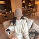 
Qinhuafang mid-length sweater covering the butt lazy style plus size large size fat mm mid-length sweater for women in autumn and winter loose and lazy black 9901 single-piece sweater 5XL size 200-230Jin [Jin equals 0.5 kg]