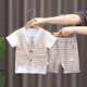 G.DUCKKIDS children's clothing boys' suit summer thin fake three-piece children's summer clothing pure cotton baby clothes small and medium-sized children's short-sleeved T-shirt 9202IM vest short-sleeved gray 100 Recommended 90-100cm3-4 years old