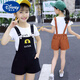 
Disney Girls Summer Strap Shorts Set 4-12 Years Old Medium-Grand Children Short Sleeve Overalls Two-Piece Set Pure Cotton Fashionable Pink 120