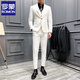 ROMON Groom's Suit Men's Business Professional Formal Wedding Dress British Style Casual Slim Korean Style Suit Men's White Three-piece Suit XL
