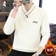 Woodpecker (TUCANO) Men's Sweater Autumn and Winter New Henley Collar Soft Wax Pullover Sweater Thickened Warm Imitation Mink Velvet Bottoming Sweater White M