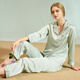 Yifen Frühlings- und Herbst-Pyjamas für Frauen in fengbing Seidendünnmodell simulierte Seidenfeder und Sommerkleidung Langarmanzug Zwei-teiliger Set 9928 Grau Orchidee 2xl