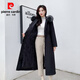 Pierre Cardin high-end duck down rabbit fur thickened removable liner long knee-length down jacket winter parka women's coat black snowflake fox fur collar 3XL 150-170Jin Jin equals 0.5 kg