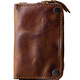 Simple / nature handmade pure cowhide key bag men's genuine leather multi-functional car key bag vegetable tanned leather coin purse waist zipper small bag brown