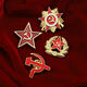 Russian Double-Headed Eagle Badge Soviet Scythe Axe First Class Medal of Defense Red Five-pointed Star Metal Brooch Soviet Set (5 pieces in total) Paper Card Packaging