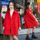Disney (DISNEY) Veste en laine pour fille 2023 Nouveau manteau d'hiver en laine à la mode pour enfants automne et hiver de style coréen pour enfants moyens et grands, doublure simple rose 130