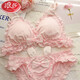 LangSha Japanese sweet and cute bunny ears underwear female loli student pure lust style small breasts thin section no wire bra set white set S 32/70AB