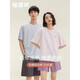 
Hengyuanxiang couple solid color cotton pajamas for women short-sleeved shorts cool summer thin men casual outdoor wear suit men 16752 L