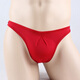 Men's ice silk underwear sexy transparent thong men's low-waist briefs men's U-convex breathable sexy underwear red one size