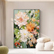 Long time no see green small fresh living room decoration painting abstract floral texture hanging painting sofa background floor painting