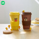 LINE FRIENDS Brown Bear Portable Cup Cartoon Surrounding Cute Practical Simple Bamboo Fiber Portable Cup