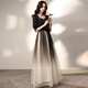 Li Baixin black evening dress French style for women to wear at ordinary times gradient starry sky long temperament choir banquet host black mid-length XXL