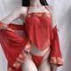 Rosainstyle Red bellyband underwear set Japanese ancient pajamas sleeping clothes Tang Dynasty palace women bellyband 1391 burgundy red one size