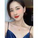 Mengpao Old Phoenix Gold Store Model Small Waist 18k Gold Necklace AU750 Women's 18K Color Gold Double Ring Diamond Light Luxurious Pendant Lock