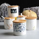 Jingyi Oil Spicy Jar Ceramic Seasoning Jar Salt Jar Sugar Jar Vinegar Pot MSG Jar Sesame Oil Jar Seasoning Jar Bottle Salt Jar Oil Spill Ancient Shape Blue and White